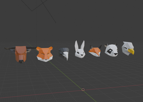 Animals Heads - low poly preview image